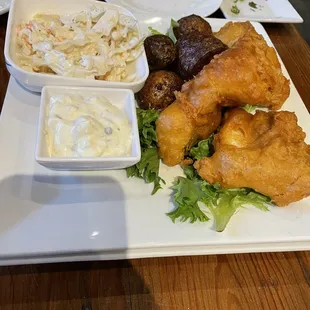 Fish and "chips" (potato balls)