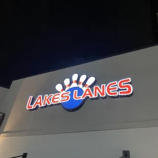 a bowling alley at night