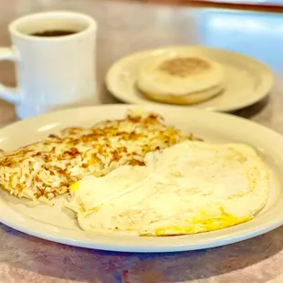 Two Eggs, Hash Browns &amp; English Muffin