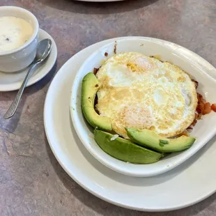 Avocado skillet (5/5), side of sausage gravy (5/5)