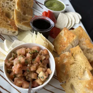 Unusual ingredients accompanying the usual bruschetta fixings- I liked it!