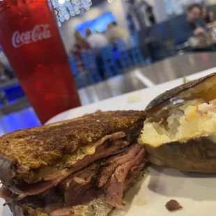 Pastrami Sandwich and loaded potato