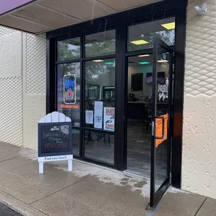 the entrance to the restaurant