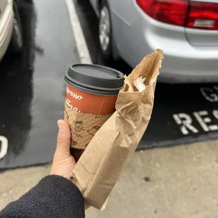 -Grilled cheese sandwich (sourdough bread with pepper jack cheese) -Hazelnut coffee