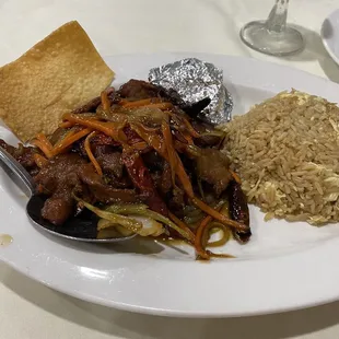 Szechuan Beef with a thick, sweet, cinnamon sauce. Not at all what it should be.