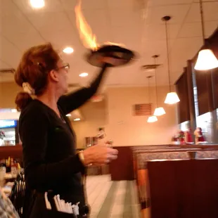 Opa! Flaming cheese! Yumminess!