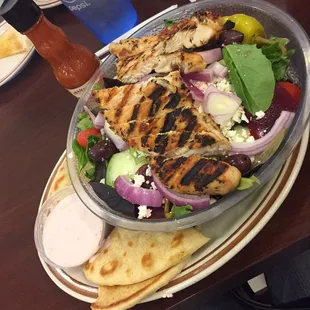 Greek salad with grilled chicken. Delicious!!!
