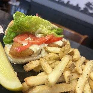 a sandwich and fries