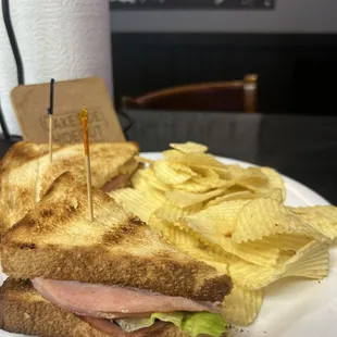 a sandwich and chips