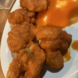 Boneless Chicken Wings tossed in Buffalo sauce
