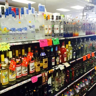 liquor bottles on a shelf in a store