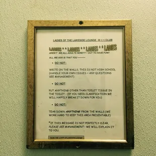 Sign in the women's restroom! LOL