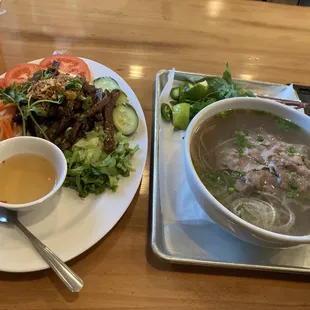 Large Marinated Beef Pho, Beef Rice Plate