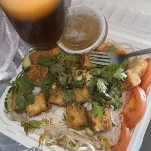 Fried Tofu Noodle Bowl