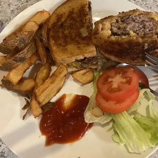 Patty melt with fries