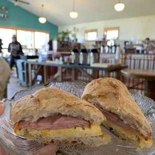 Had and cheese breakfast sandwich