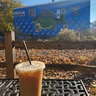 Small tables outside next to building