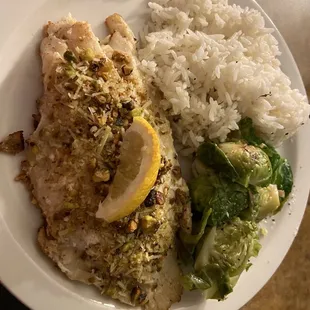 Special of the night, Parmesan Pistachio Crusted Grouper