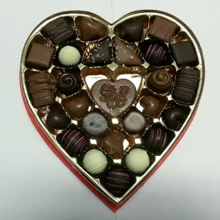 a heart shaped box of chocolates