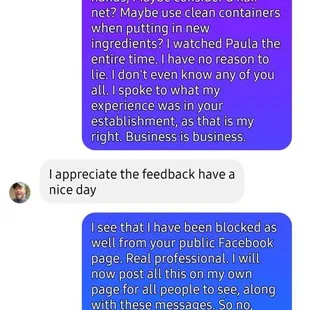 Harassing messages from the owner of Lakeview Inn