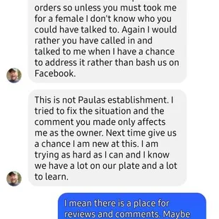 Harassing messages from the owner of Lakeview Inn