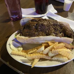 Roast beef Poboys and fries