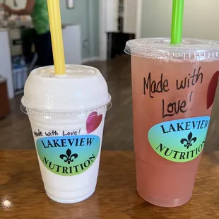 Banana moon pie shake and a Spa day tea for the bride.