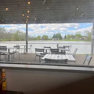 The lake dining is open but the weather is not quite warm enough tonight. Sitting at a window table which is just as pretty.