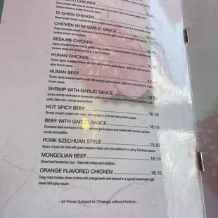 the menu