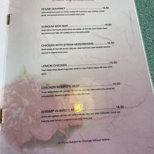 the menu