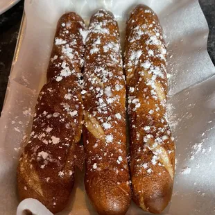 Churros- they&apos;re a joke! Salty pretzel sticks with some cinnamon and sugar. Don&apos;t recommend.