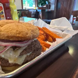 Build your own burger sweet potato fries