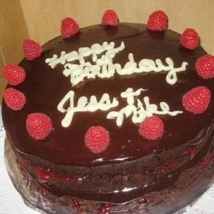 Vegan Chocolate Raspberry Cake. The writing's a bit messy, but it tasted AMAZING!