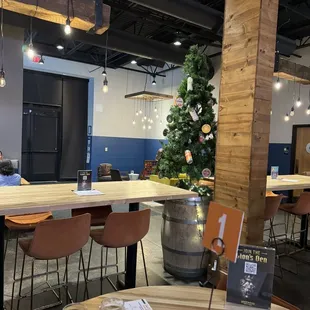 a table with beer glasses on it