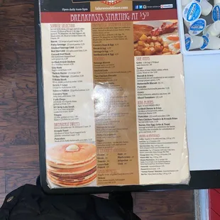 Breakfast menu