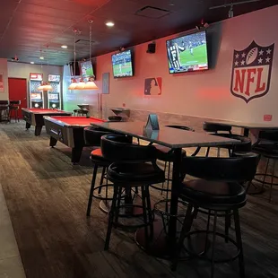 pool tables and televisions