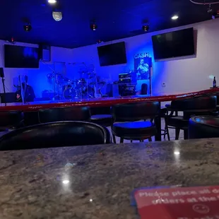 bar with blue lighting