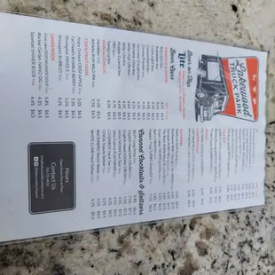 Drink menu as of June 2022.