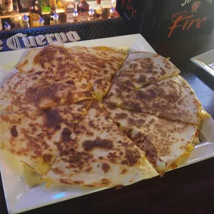 This is the full order of chicken quesadillas. Be warned ... It&apos;s huge but worth it and heats up great as leftovers