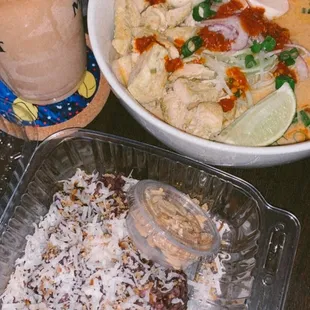 Rice Pudding + Laksa Bowl (Chicken ) + Burmese Iced Tea (un-sweet)
