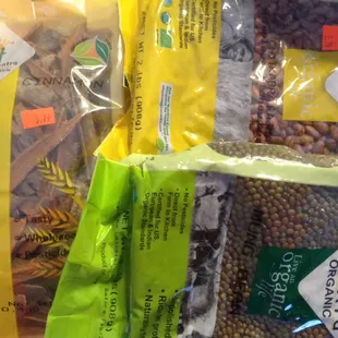 Organic cinnamon sticks, mung beans