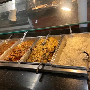 a buffet of different types of food