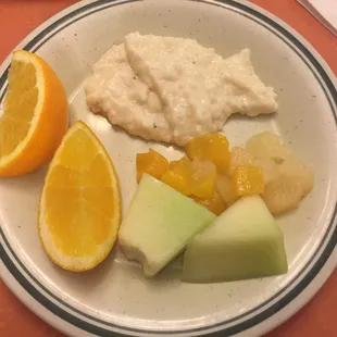 Fruit and rice pudding.