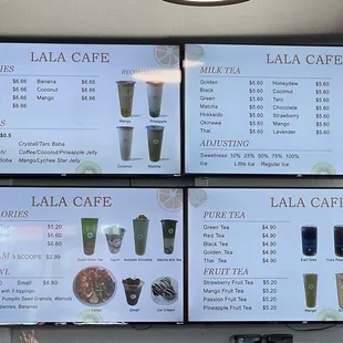 Cafe and milk tea Menu