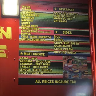 the menu
