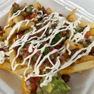 a container of nachos