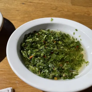 Dangerously good garlic and herb dipping sauce for the bread