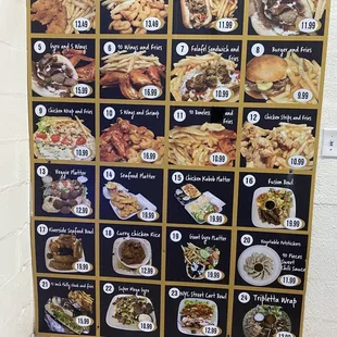 a large menu board