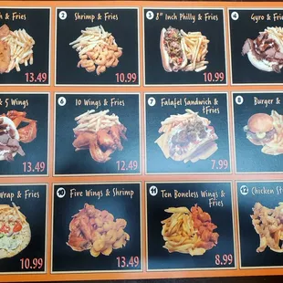 Menu options to choose from