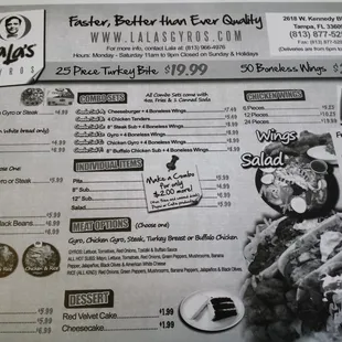 Takeout menu